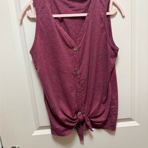 Source Unknown Sleeveless Tie-Front Blouse - Burgundy